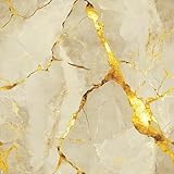 HOMETITUTE 10PCS 12x12 Inch Gold Crack Marble Pattern Floor Tiles Peel and Stick Removable Self Adhesive DIY Vinyl Flooring Stickers for Kitchen Bathroom Living Room Entryway Home Decor