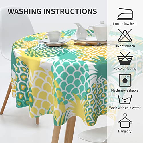 Pineapple Round Tablecloth 60" Diameter For Indoor And Outdoor, Waterproof Table Cloth Cover Decorative For Party Holiday Dinning Tabletop Home Decor #TOP3