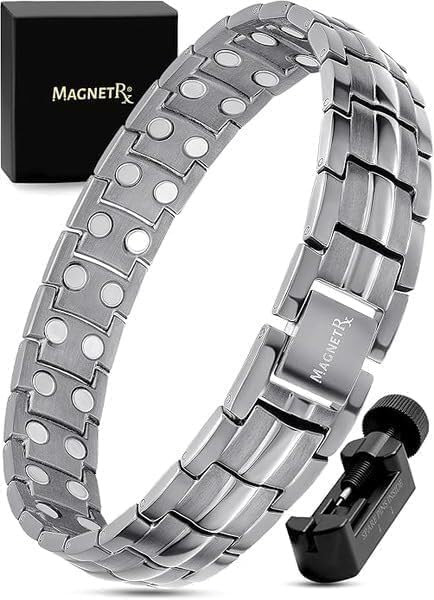 MagnetRX Ultra Strength Magnetic Therapy Bracelet | Arthritis Pain Relief and Carpal Tunnel Magnetic Bracelets for Men | Adjustable with Gift Box (Gunmetal)