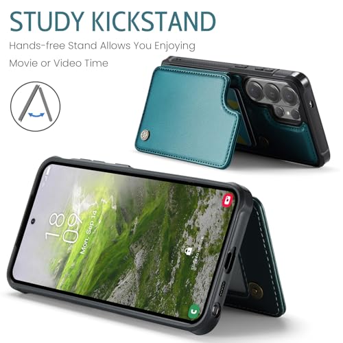XIMAND for Samsung Galaxy S26 Ultra Wallet Case with RFID Blocking and 4 Credit Card Holder, Premium Durable Slim Leather Magnetic Clasp Kickstand Heavy Duty Shockproof Protective Cover.- Green by XIMAND - Used condition - Image 5