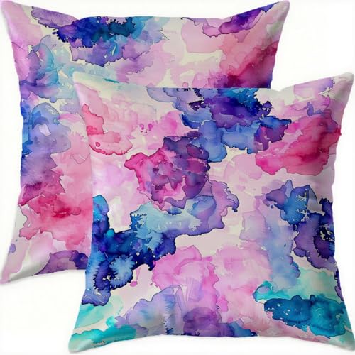 Housse coussin 70x70cm imperméable anti-tache, velours rose lavable fermeture éclair - 2