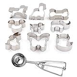 9 PCS Cookie Cutters and Ice Cream Scoop, Prevent Rust Cookies Tool,No Deformation Biscuit Cutter Set for Kids