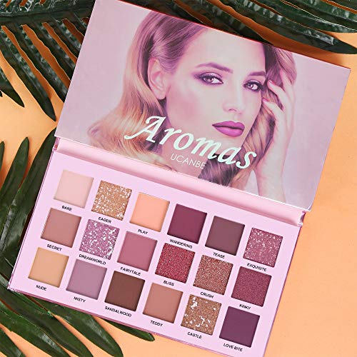Charmcode 18 Colors Aromas Nude Eyeshadow Palette, Mauve Pink Shimmer Matte Reflective Glitter Eye Shadow, High Pigmented Long Lasting Makeup Pallet Gift Kit #TOP1