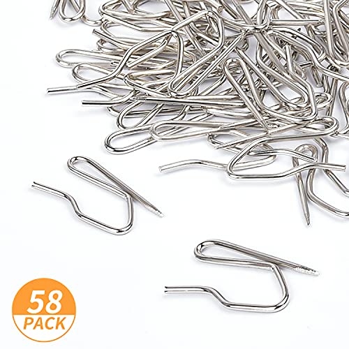 Image of 1.2 Inches Curtain Hooks, Sopito 58pcs Metal Drapery Pin and Hook for Door Window Shower Curtain, Silver