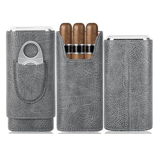 M TIME C CLUB Estuche portátil para puros, caja humidor forrada de cedro español con cortador, elegante funda de cigarros para hombres, gran accesorio para puros
