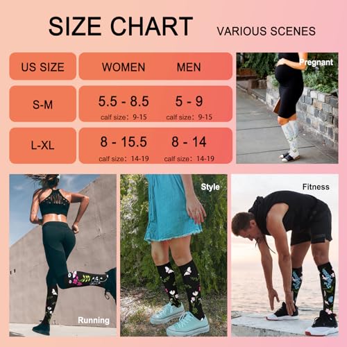 Image of Iseasoo 4 Pairs Compression Socks for Women Circulation-Best Support for Nurses,Running,Athletic,Travel