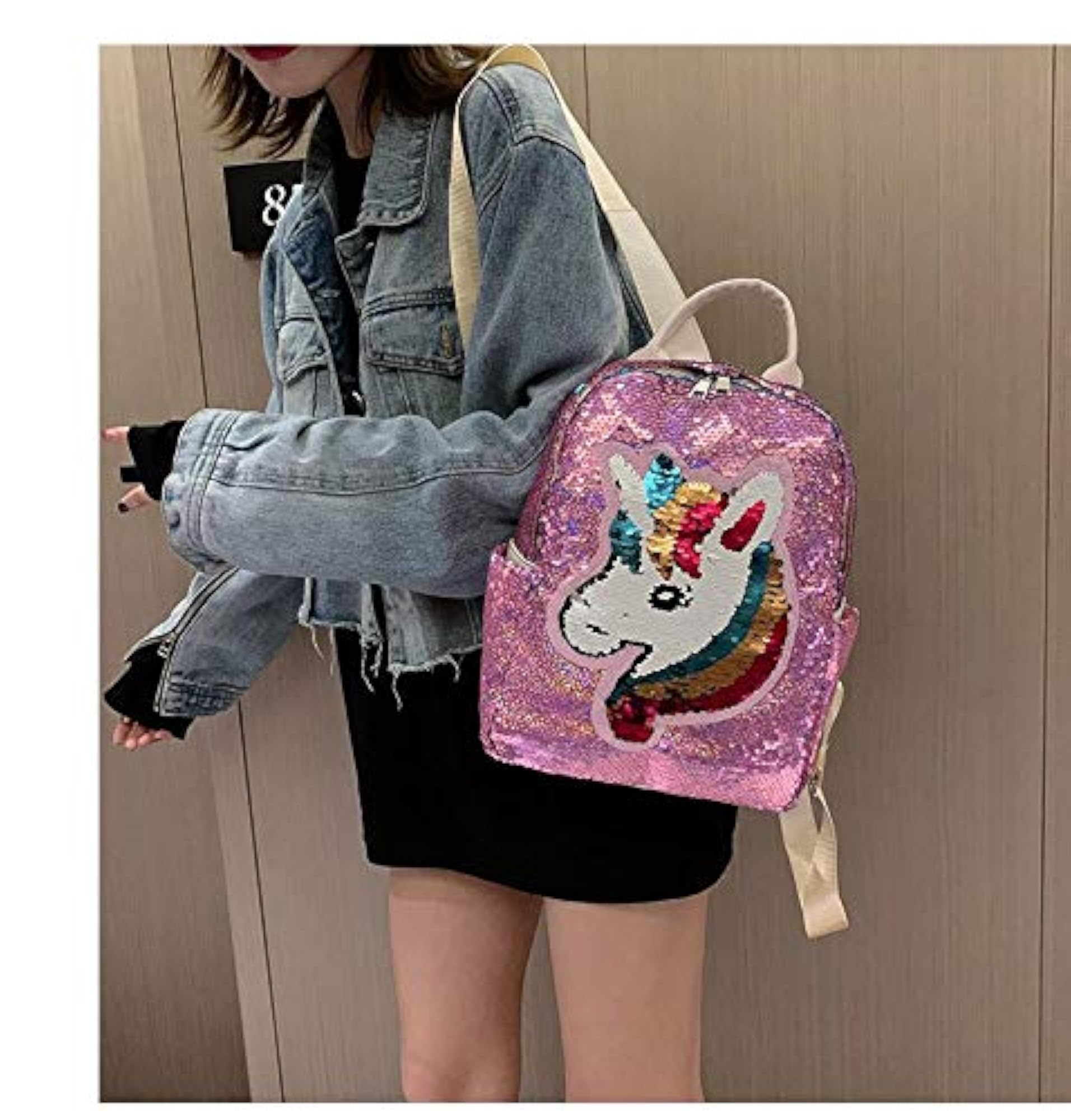 Unicorn Sequins Backpack for Kids, Silver