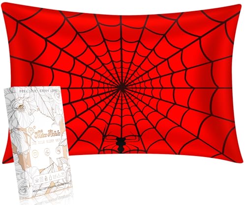 Miss Adola 1 Pack Kids Pillowcase - 30'x20' Queen Mulberry Silk Pillow Case for Hair and Skin 19 Momme Cute Cartoon Kawaii Fun Pillowcase for Teens Boys Girls, Zhizhuxia Eyes