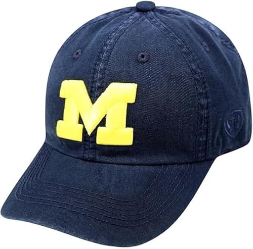 Collegiate Primary Color Relaxed Fit Adjustable Hats (US, Alpha, One Size, Michigan M)