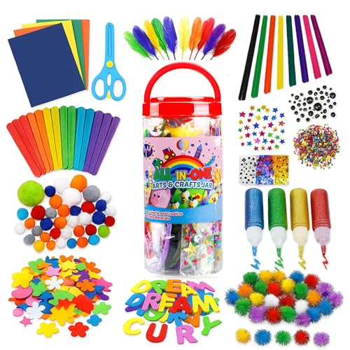 AMERTEER 1000PCS Arts And Craft Supplies For Kids Toddler | DIY Art Craft Kits Crafting Materials Toys Set For School Home Projects | Kids Craft Supplies Bulk Craft Sets Toddler Craft Kit Crafting Kit