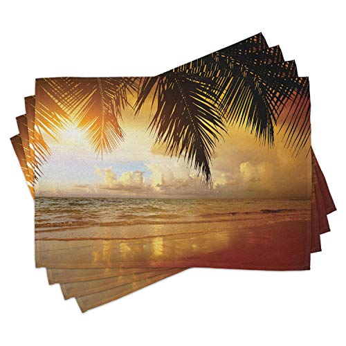 Ambesonne Ocean Place Mats Set of 4, Sunset on The