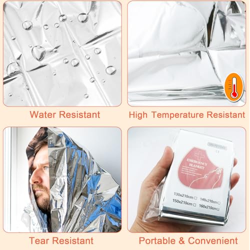 Image of 10 Pack Emergency Mylar Thermal Blankets - 84 inchx52 inch Durable Space Blankets for First Aid, Survival, Camping, Hiking, Car Emergency Kit, Outdoor Camping Gear
