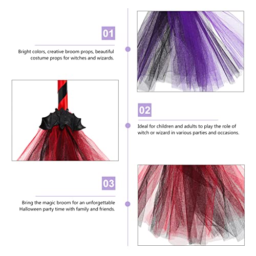 Homoyoyo 2 peças de vassoura de bruxas de Halloween, plástico, cosplay, vassoura, cosplay, vassoura,