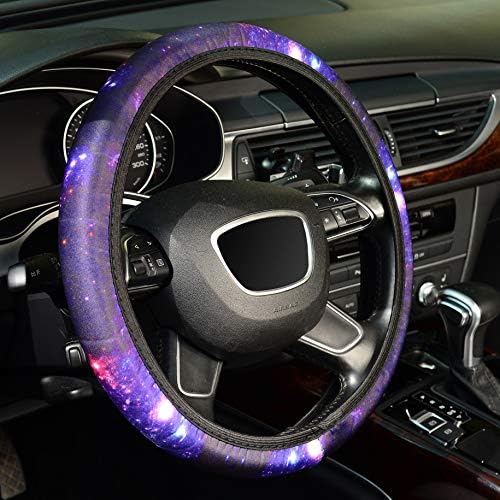 KAFEEK Blue Starry Sky Elastic Steering Wheel Cover, Universal 15 inch