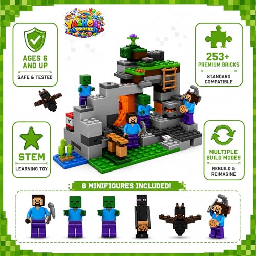 Image of Yashoni Building Blocks Toy Set for Kids | DIY STEM Construction Bricks with Mini Figures, Creative Models & Educational Play Set| Blocks Game (253, The Zombie Cave)