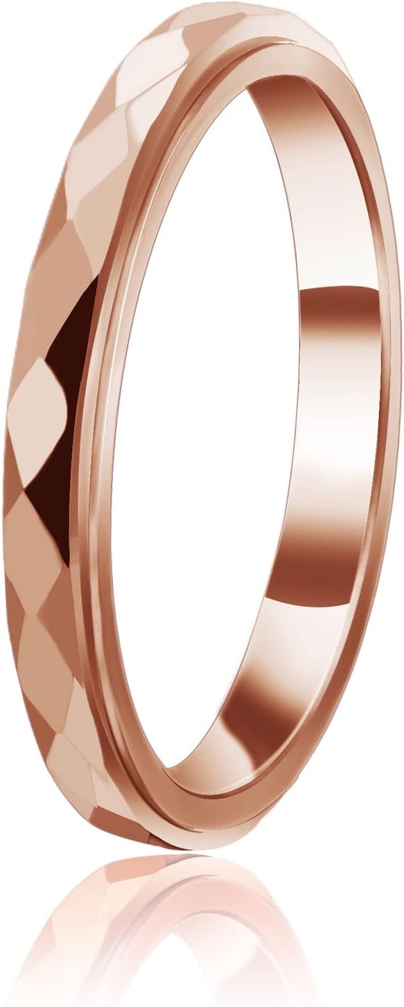 3mm Titanium Steel Anxiety Rings for Women Men Multi-faceted Wedding Band Fidget Rings for Anxiety for Women Rhombus Spinner Ring for Stress Relief Comfort Fit for Engagement