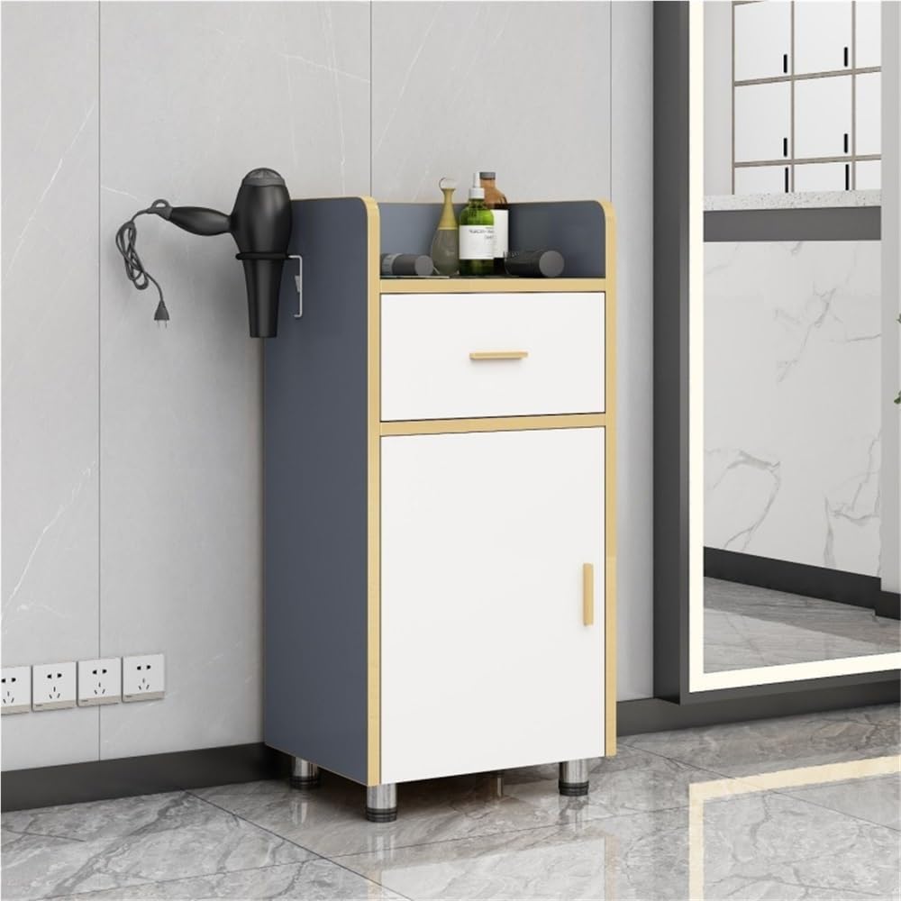 Modern and Minimalist Salon Stations for Hair Stylist, Hair Station with Metal Cabinet Legs, Spa Storage Systems Use in Hair Salons, Homes, Hospitals, Beauty Salons(White)