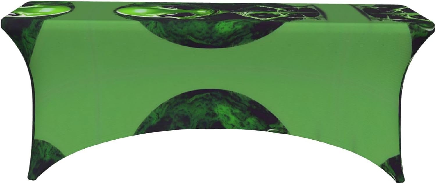 Green Alien Print Tablecloth 6 Foot Dining Cover Tables Wrinkle Resistant Table Cloth for Wedding Outdoor