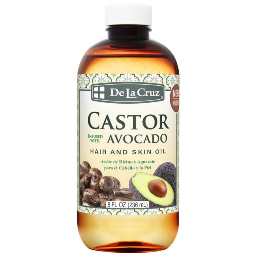 De La Cruz Castor Oil Infused with Avocado Essential Oil for Hair - 8 FL OZ