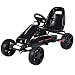 Costzon Go Kart, 4 Wheel Powered Ride On Toy, Outdoor Racer Pedal Car with Clutch, Brake, EVA Rubber Tires, Adjustable Seat, Black