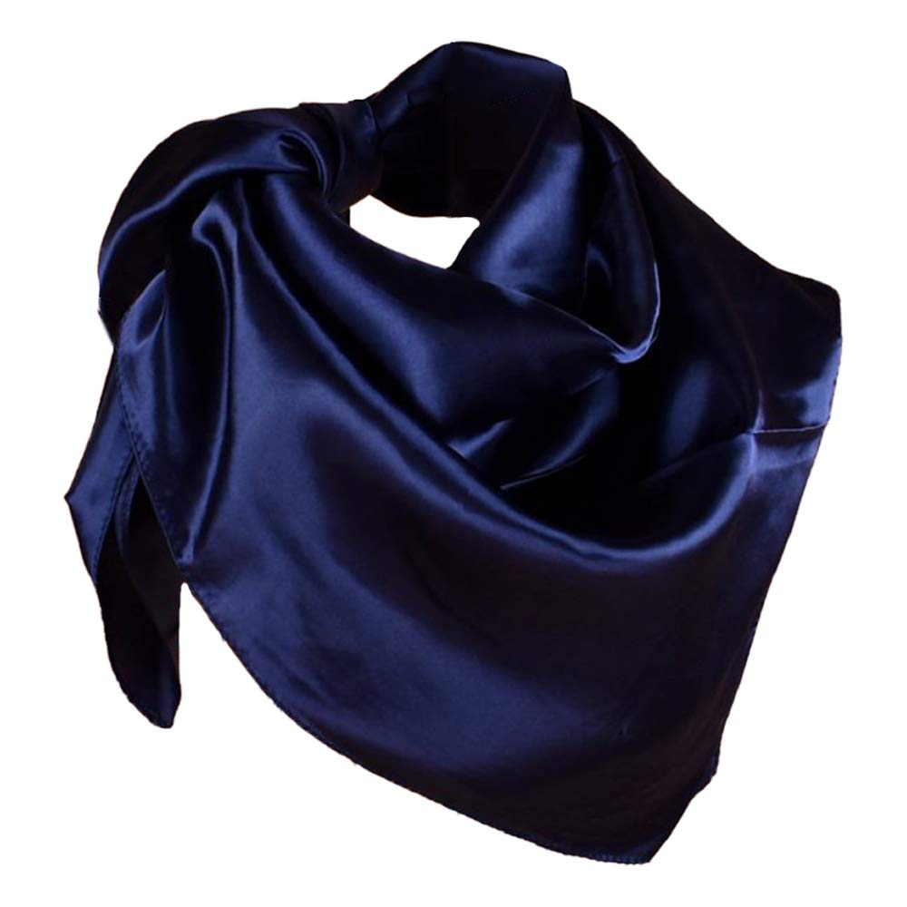 YOFASEN Muslim Scarf Hijab - Solid color Satin Muslim Islamic Full Cover Soft Hijab Long Scarf Wrap Scarves, Deep blue A