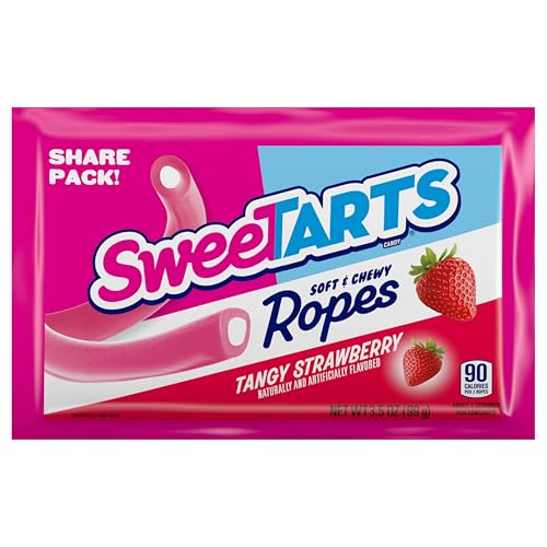 Image of SweeTARTS Ropes Tangy Strawberry Candy, Soft & Chewy, 3.5 oz, 12 Pk