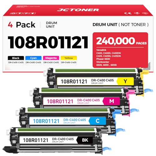 Image of C400 C405 Drum Unit 108R01121 Imaging Drum (Black Cyan Magenta Yellow 4-Pack) Replacement for Xerox Versalink C400 C400D C400DN C405 C405N C405DN Phaser 6600 Workcenter 6605 6655 6655i Color Printer