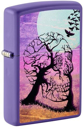 Image of Zippo Skull Tree Windproof Lighter - Gothic Forest Design, Color Image, Matte Finish, Refillable