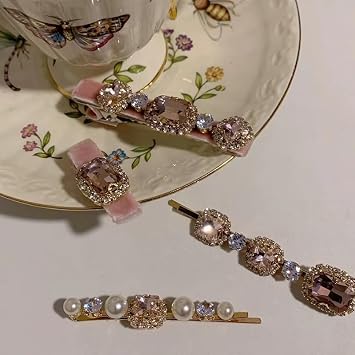 Fashion Hair Clips Set,Glitter Crystal Geometric Hairpin Side Clip Elegant Hair Accessories,Gifts for Women Girls