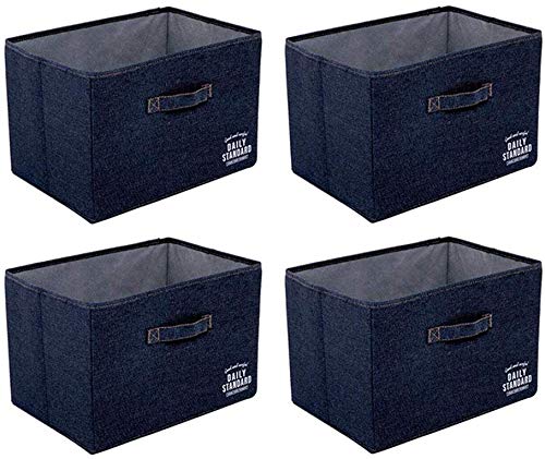 Boîte de rangement imperméable de tiroir MU en toile denim bleue durable et pliable