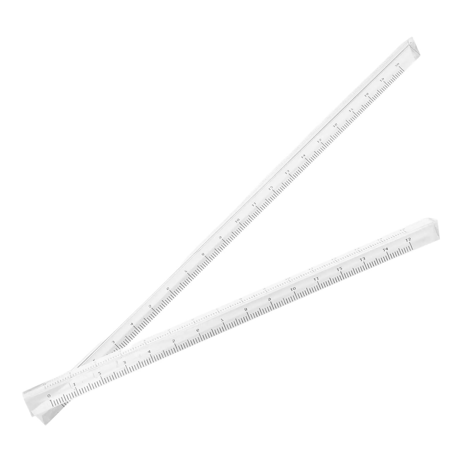 Aywtiun One Color Architectural Scale Ruler 2Pcs Transparent Triangle Ruler Small Plastic Architectural Scale Clear Metric Measuring Tool For Students Office School