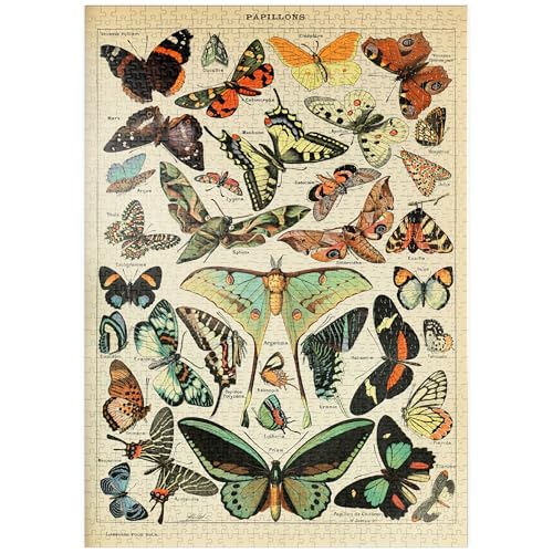 MyPuzzle Papillons - des Papillons pour Tous, Affiche d'art Vintage, Adolphe Millot - Premium 1000...