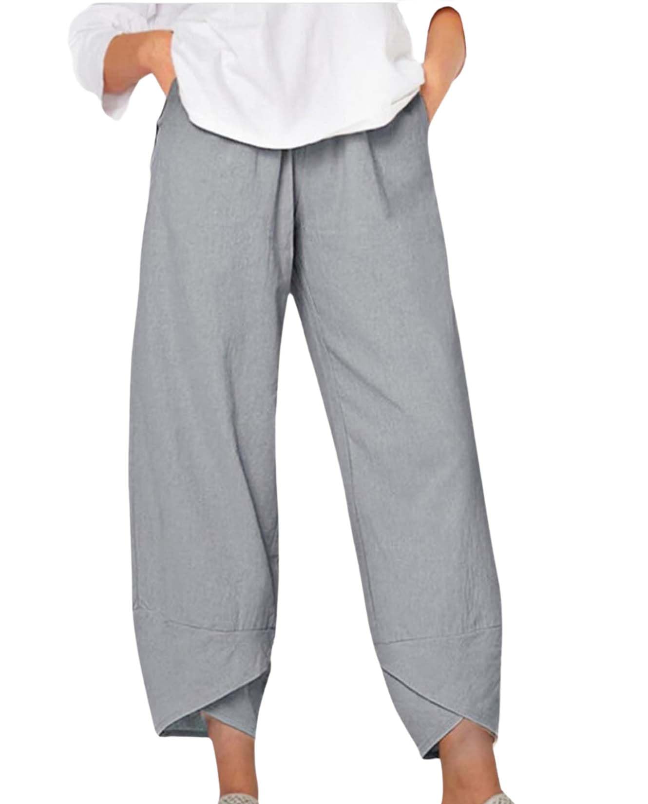 Capris Pants for Women 2025 Summer Art Print Baggy Elastic High Waist Cropped Trousers Loose Wide Leg Pallazzo