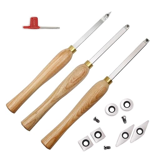 Carbide Woodturning Tool Mini Size (3 Piece Set) Includes Diamond,
