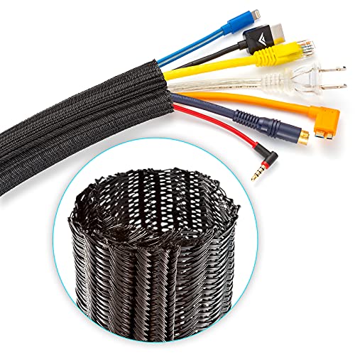 Maximm Cable Management Wire Loom 30ft 3/4 Inch Black Split Cord Protector miniatura 1
