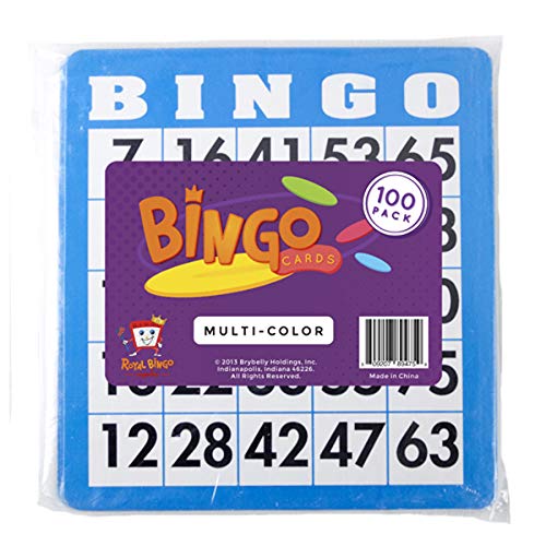 Royal Bingo Card And Chips Expansion Pack For 100 People - 100 Playing Cards, 1,000 Mixed Bulk Bingo Chips Translucent Colors #TOP4
