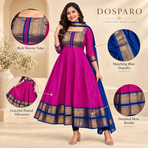 Image of Elegant Zari Jacquard Weaving Gown with Lace Border Dupatta - Traditional Indian Ethnic Wear for Weddings, Festivals, and Special Occasions