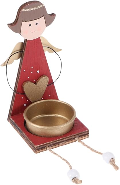 Holibanna Tealight Holder Christmas Candle Holder Fireplace Candle Holder Decorative Candleholder for Xmas Retro Candlestick Holder Christmas Figurines Candle Holder Wooden Metal Trinkets