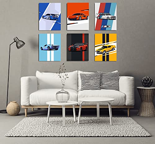 Mtebocc Car Poster Wall Art Formula Racing Poster Rocket League Car Posters For Boys Room Supercar Decor Pictures Prints On Canvas Car Decor Set Of 6 Unframed (11X14 In) #TOP2