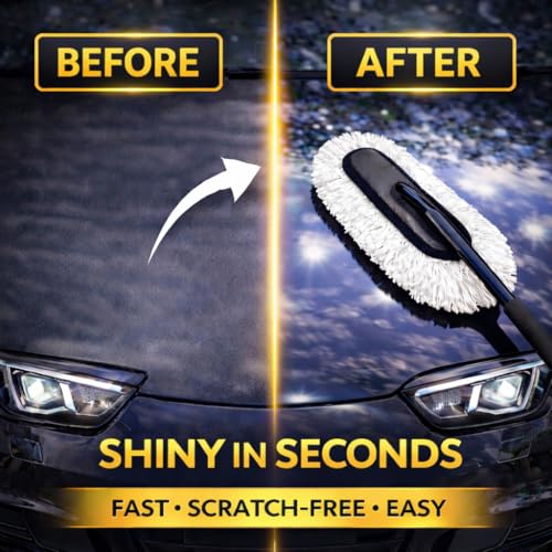 Image of Car Duster Microfiber Brush with Long Handle, Scratch-Free Exterior Car Dust Remover, Paraffin Wax Coated Fibers for Quick Dust Removal, Vehicle Cleaning Accessories