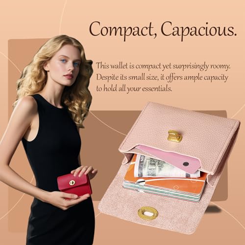 2 Pcs Small Leather Wallets for Women with Metal Buckle, Stylish Card Holder & Coin Purse for Cash, Business and Daily Use, Easy to Carry (Brown)3