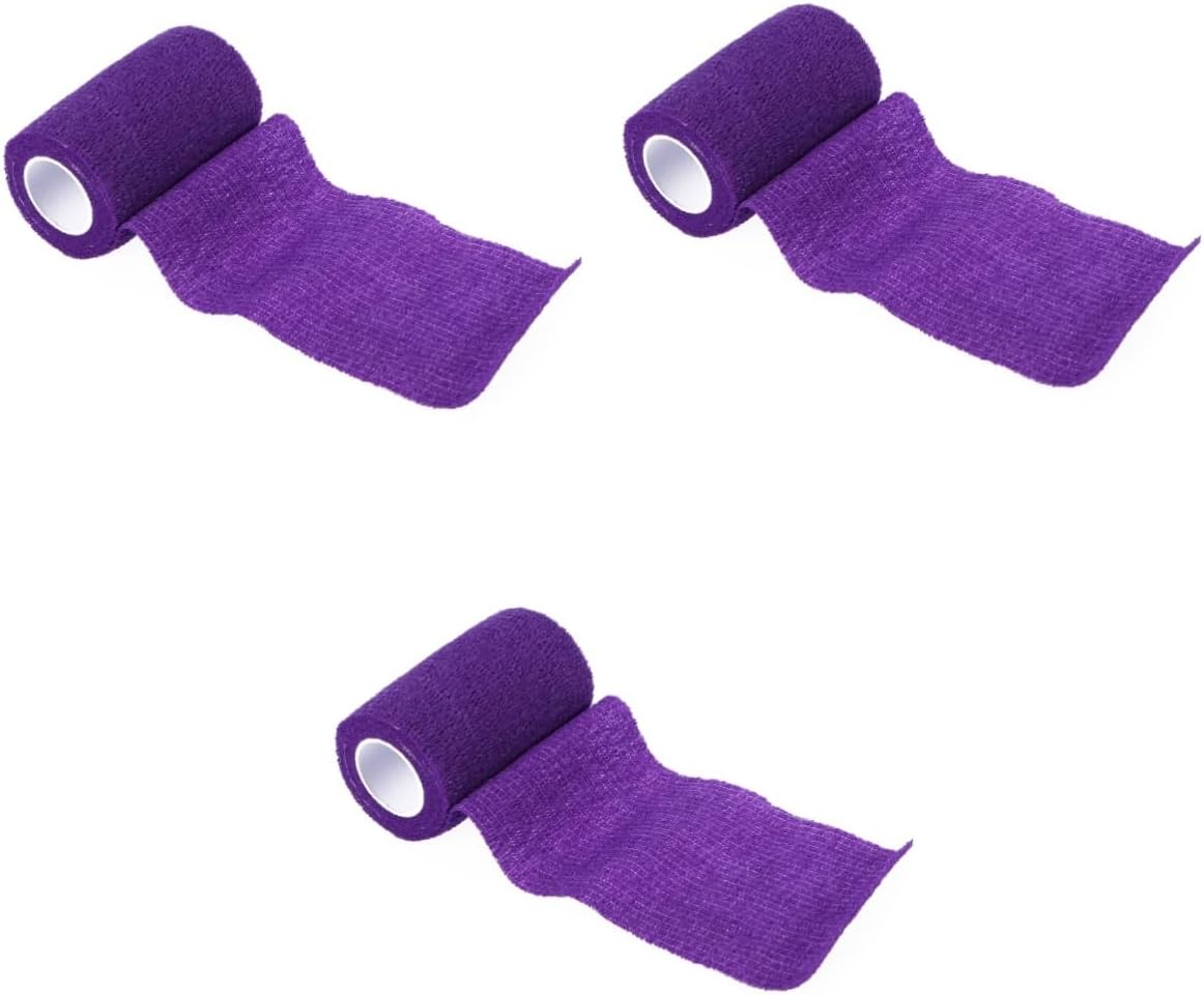 3pcs Elastic Elastic Wrap Bandages Purple Pre Wrap Self-Adhesive Tape for Gauze for Outdoor Activities Comfortable for Easy Application