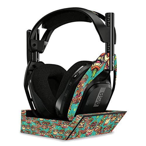 Image of MightySkins Glossy Glitter Skin Compatible with Astro A50 Wireless Headphones + Base Station (Gen 4) - Crazy Tikis | Protective, Durable High-Gloss Glitter Finish | Easy to Apply | Made in The USA