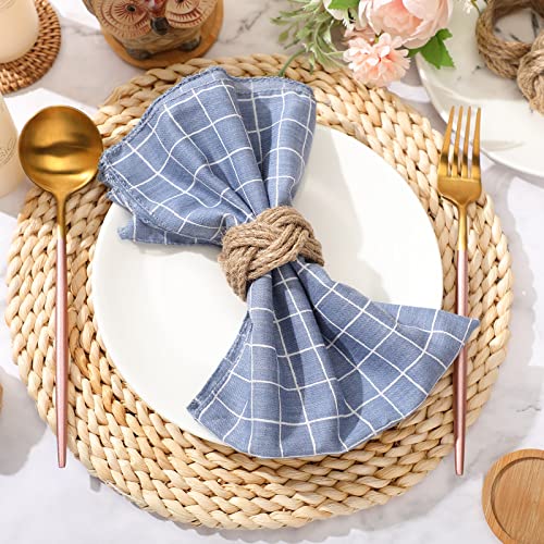 image for Chengu 8 Pcs Woven Napkin Rings Burlap Nautical Napkin Ring Holder Jut