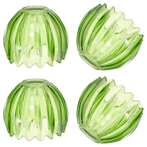 INTERWARM 4 Pcs Classic Green Tulip Ceiling, Glass Green Tulip Lamp Shades 4.13x5.12x3.94Inch Flower Art Sconce Shade for Floor Lamp Table Wall Lamp Chandelier Decor