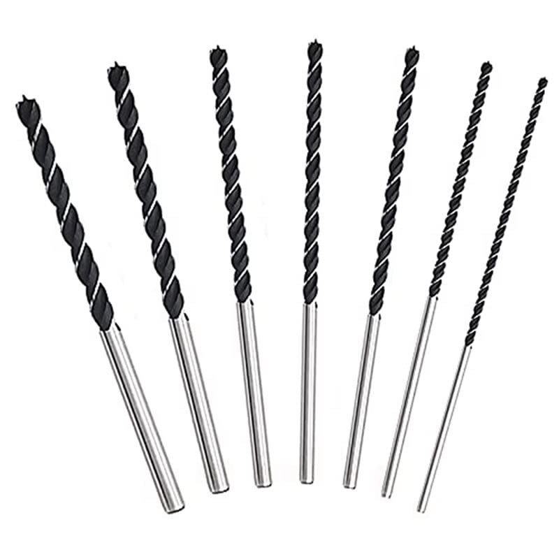 Tool Part for 7Pcs Extra Long Wood Drill Bit Set 12 Inch 300Mm Drill Bits Woodworking Tool Spiral Drill Extra Long Drill - (Color: Silver Black)