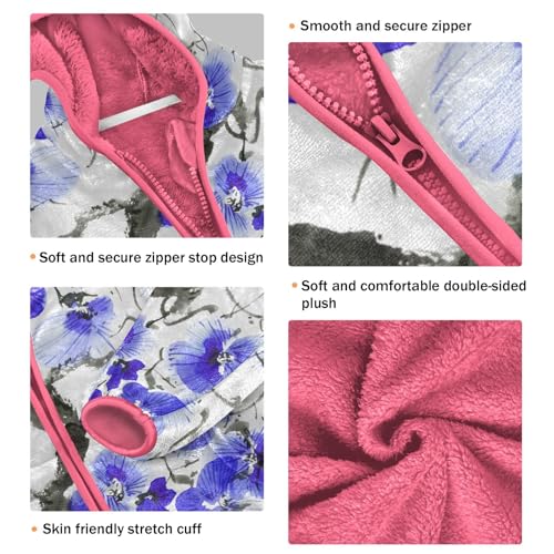 OTVEE Blue Flowers Tree Branch Kids Hoodie Jacket Fall Spring Full Zip Warm Outwear Coat3