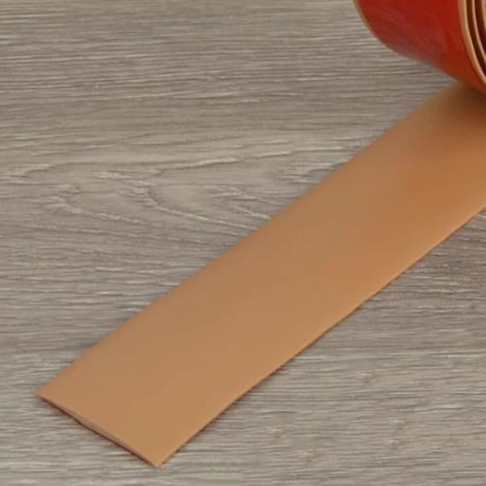 Psmpengamz Brown Flexible Threshold Strip Self Adhesive, 2 Inch Vinyl Mute Transition Strip Gap Covering, Floor Edging Flat Trim Strips(,3M)