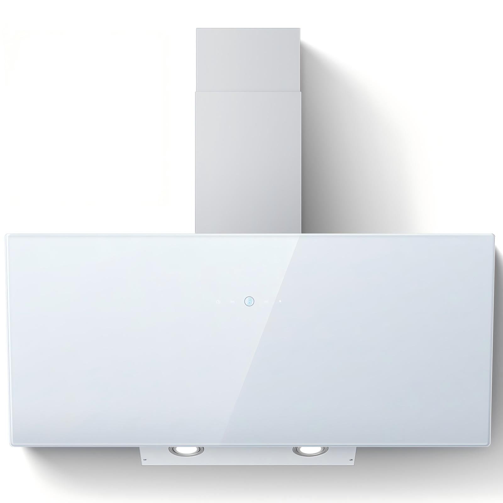 Cappa Aspirante 90cm Bianco 700 m³/h 3 Livelli Pannello Touch LED Efficienza A++