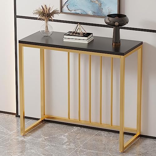 Consola de sofá, consola estrecha, consola moderna para salón, mesa de sofá estrecha con tablero de madera y marco de metal, mesa para plantas de entrada para chimenea, pasillo, oficina